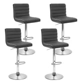 Set of 4 PU Leather Bar Stools Swivel Bar Stool Kitchen Chairs Gas Lift Grey - BSR